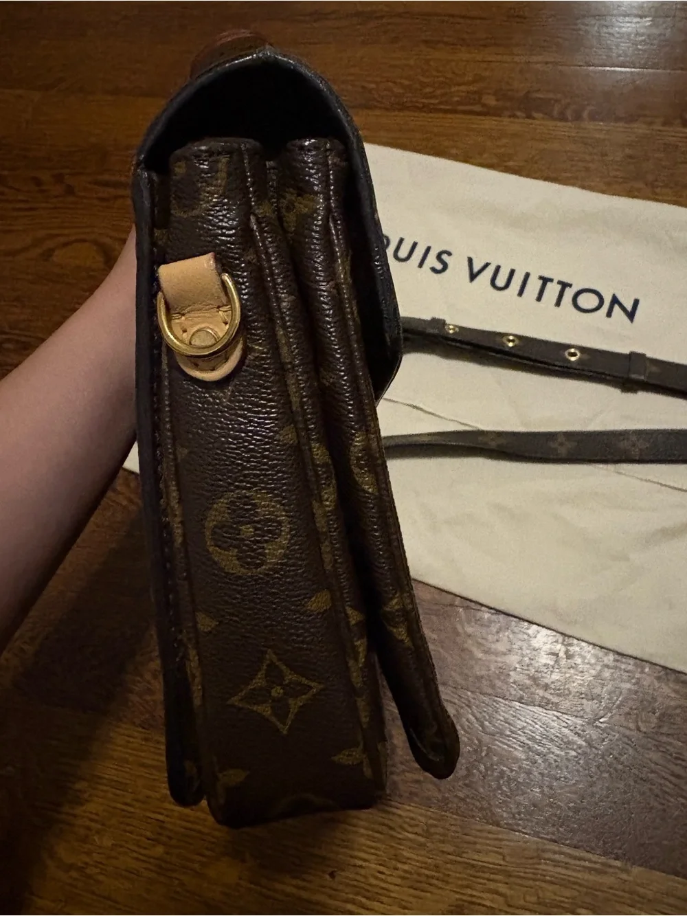 Louis Vuitton Monogram Canvas Satchel in Brown with Gold Hardware